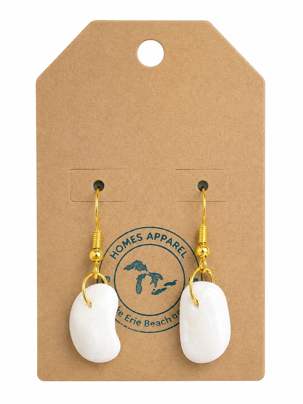 Lake Erie Lucky Stone Earrings with Gold Hooks